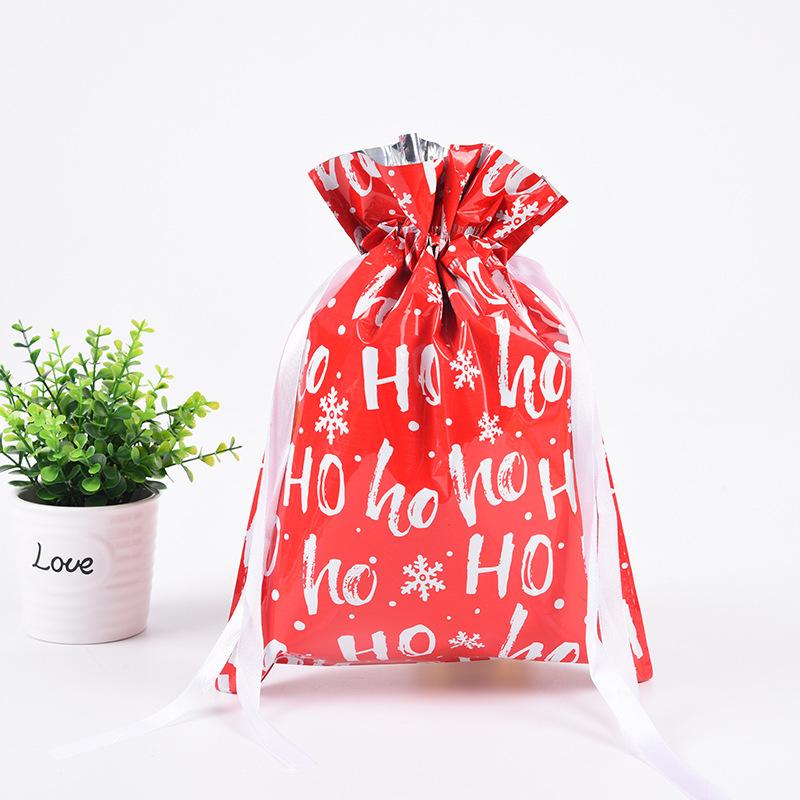 New Christmas Drawstring Pocket Candy Bag and Safe Fruit Bag Aluminum Foil Anti Light and Moisture-proof Gift Packaging Bags