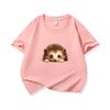 Kids Cotton T Shirt Cute Peeking Hedgehog Print Crew Neck Short Sleeve Tee Casual Breathable Boys Girls Summer Tops