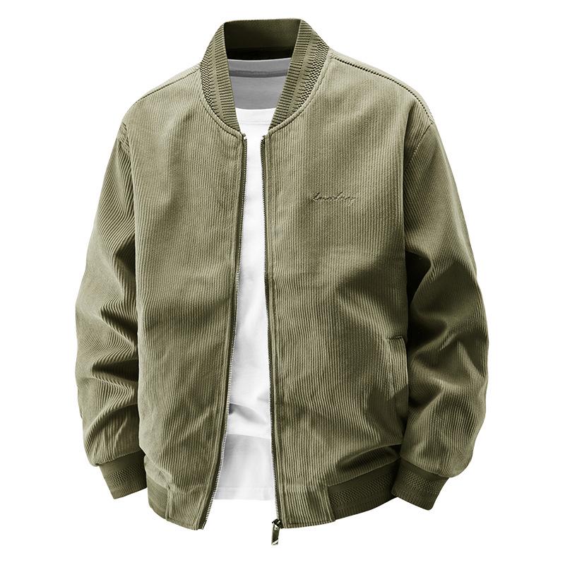 Men's Loose-Fit Corduroy Baseball Jacket - Spring/Autumn Casual Versatile Plus Size