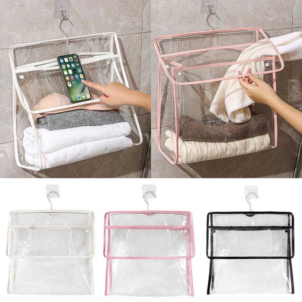 Touchscreen Phone Pocket Hanging Clothes Bag Transparent Garment Bag Shower Essentials