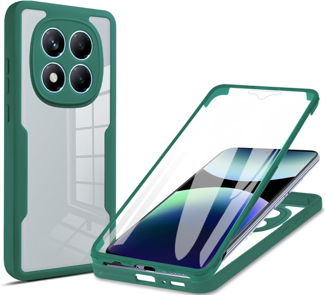 

Чохол 360° Full Protection для Xiaomi Redmi Note 15 Pro Plus 5G / Чохол для Xiaomi Poco M8 Pro 5G з вбудованим захисним склом for Redmi Note 15 Pro Plus 5G/Xiaomi Poco M8 Pro зелений