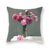 Oil Painting Flowers Vintage Vase Print Decorative Square Cushion Cover Purple Rose Home Polyester Pillowcase 45X45Cm