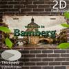2D Flat,Vintage Aluminum Plaque, Decorative Plaque and Ornament, Bamberg, Vintage City Decor, Vintage Architectural Art