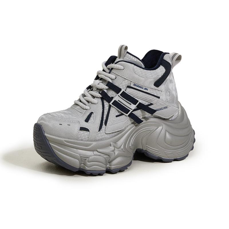 Fleece Dad Shoes Women's 2025 Autumn and Winter New Thick-soled Inner Height-increasing Women's Shoes Casual Shoes Versatile Warm High-top Shoes
