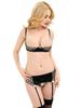 Lingerie Underwear Bra Garter Belt Shorts 3 Piece Set Black Large Size [comeondear] Women's