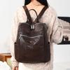Fashionable Lady's Large Capacity Soft Leather Schoolbag for Travel and Dual Shoulder Bag