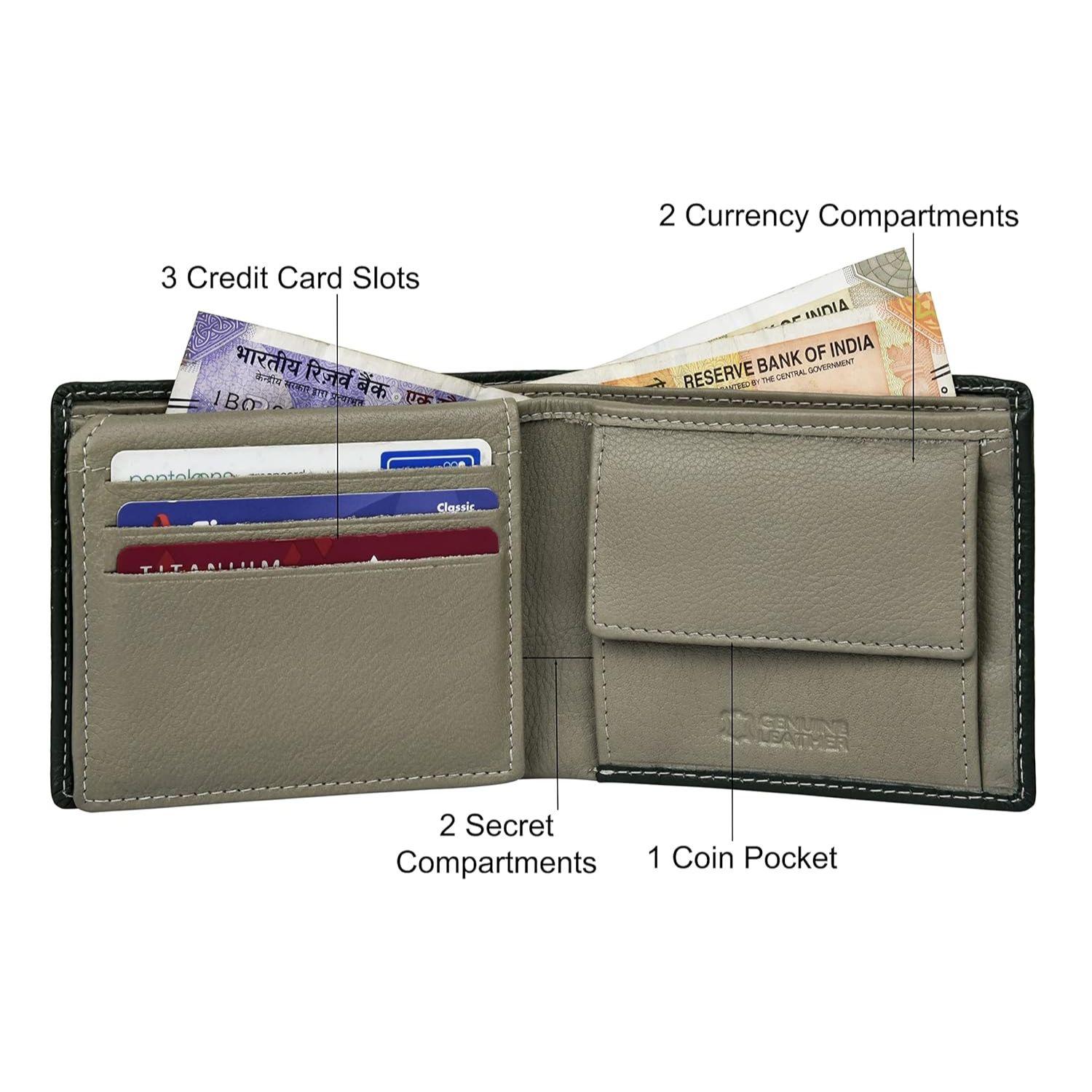 Зеленый/серый кожаный мужской кошелек Kyle — фото 4