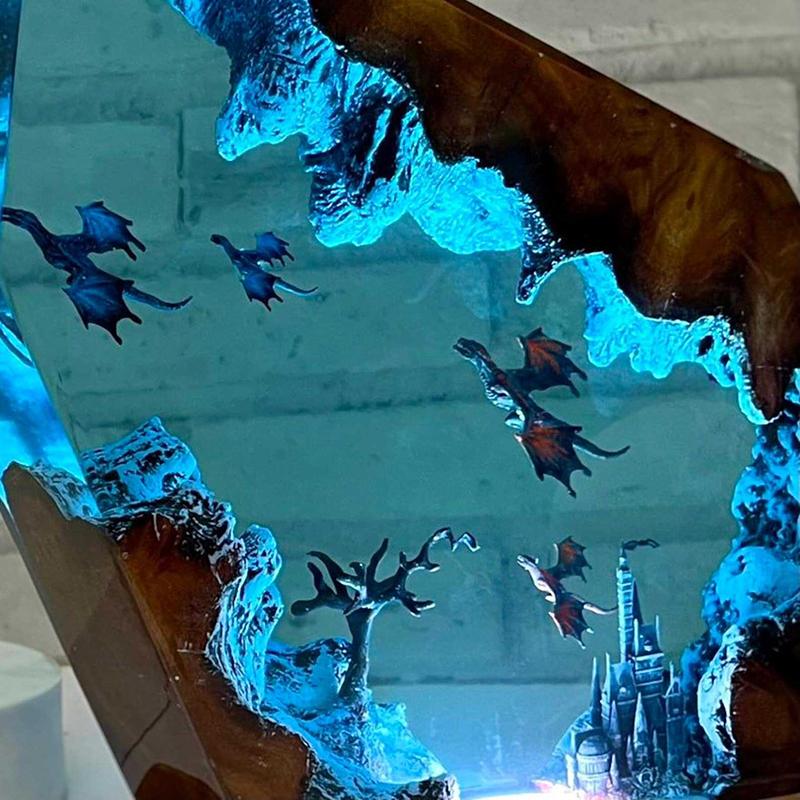 Customized Items Resin Table Light Marine Life Flying Dragon LED Night Light Creative Artistic Room Decoration Lamp USB Charge