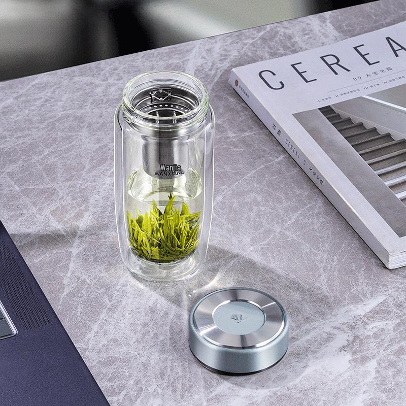 WNX Double-Layer Glass Tea Infuser Bottle