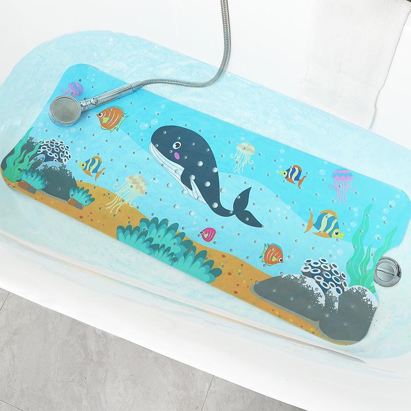 Tappetino antiscivolo in PVC per vasca da bagno - Sott'acqua, Cartoon Esteso, Tappetino da Pavimento per Bambini, 100x40cm