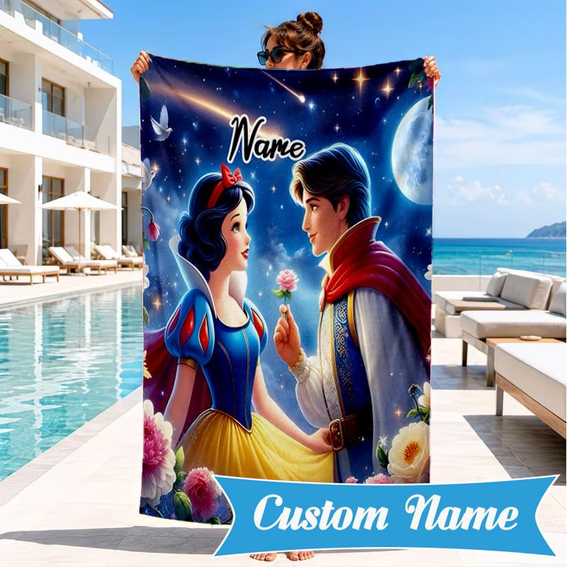 Custom Name Beautiful Princess Beach Towel, Soft Quick-Dry Beach Towel, Ideal for Pool, Camping, Perfect Travel Essential Gift