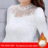 Women's Lace Chiffon Shirt - Long Sleeve, Stand-Up Collar, Slim Fit, Autumn/Winter Fashion, Plus Size