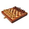 Wooden Handmade Foldable Magnetic Chess Board Set with Magnetic Pieces and Extra Queens for Kids and Adults (7.5x7.5 Inches, Brown)