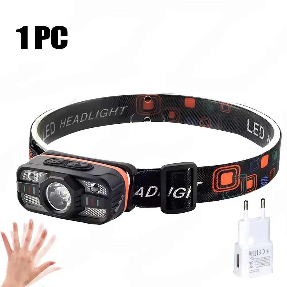 6 Lighting Modes USB Rechargeable LED Headlamp Portable Light with Built In Battery Fishing Head Torch Outdoor Camping Lantern