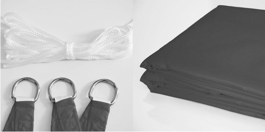 Shade sail, waterproof nylon, 3x2m, gray