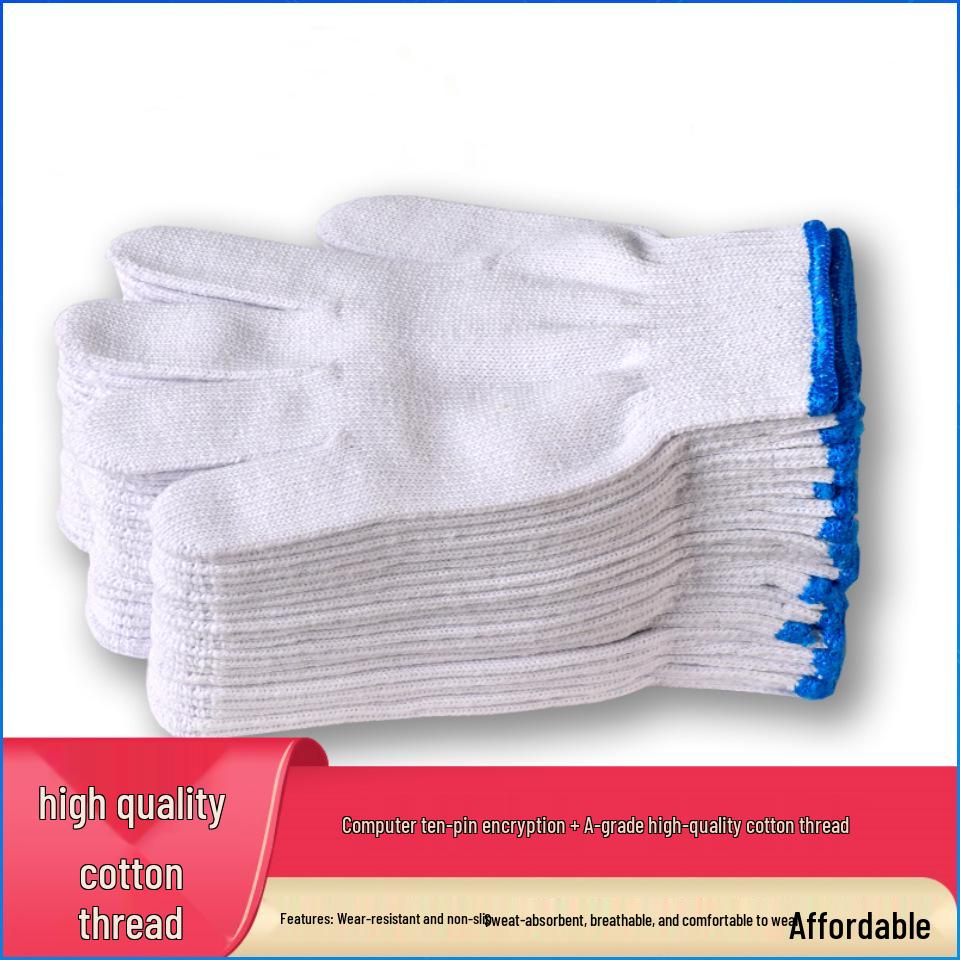 Breathable Thickened Cotton Yarn Work Gloves for Men and Women