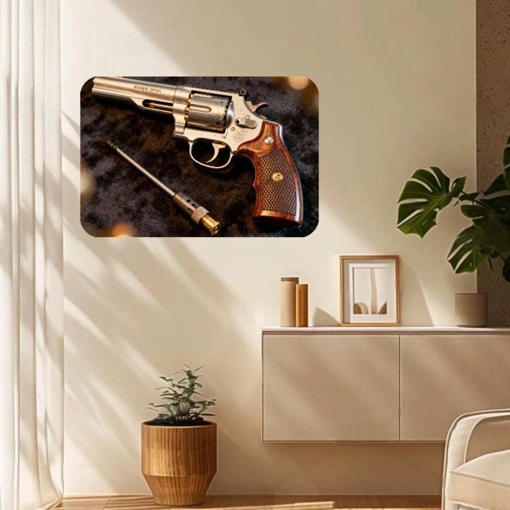 Placca Metallica Retro Smith & Wesson Revolver, Arte Murale Metallica 2D Vintage per Man Cave, Decorazione per Home Bar