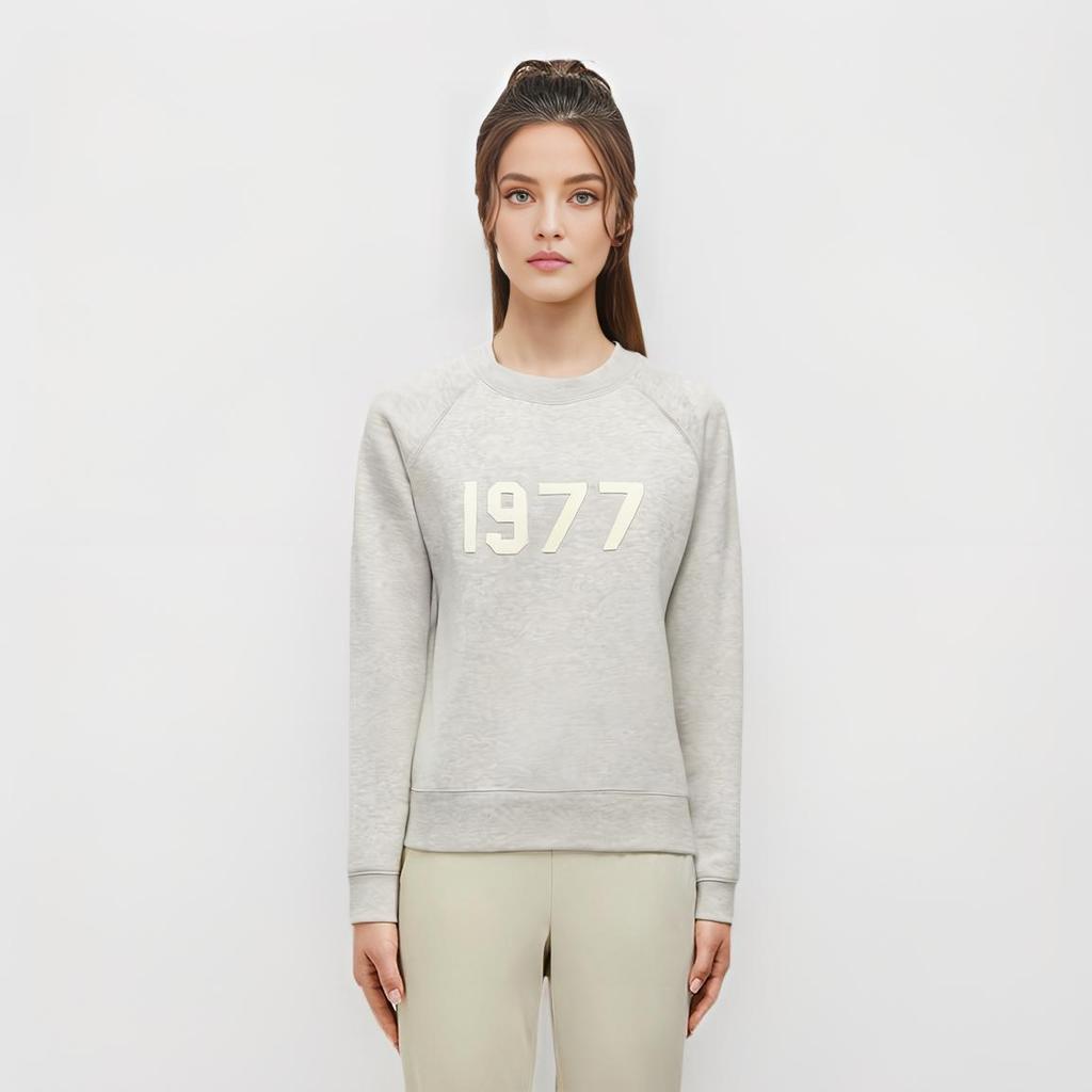 Fear of God Essentials S22 Crewneck Sweatshirt with Flocking and Fleece Lining Unisex Tops Light-Oatmeal FOG-SS22-036