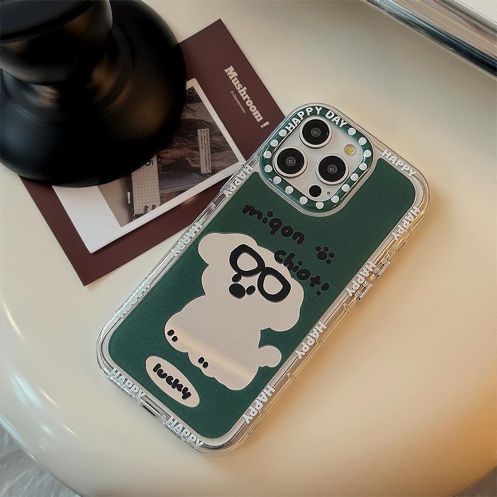 Couple Trendy Dog Mirror Is Suitable for IPhone 16, IPhone 15 Phone Cases 14 ProMax11 Bracelets 12