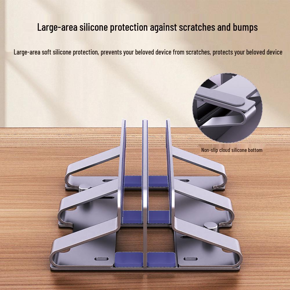 Adjustable Metal Laptop Stand: Double Slot, Stable Vertical Organizer