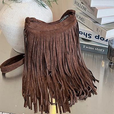 Autumn New Fashionable Retro Fringed Women's Messenger Bag Matte Fashion Storage Shoulder Bag Niche Women's Bag
