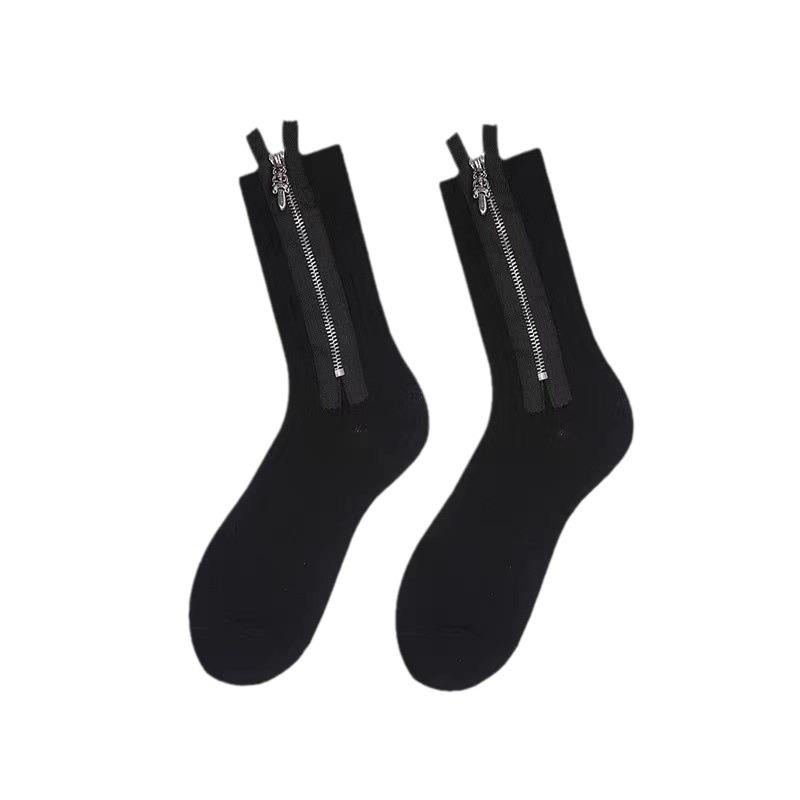 Tide Brand Niche Design Metal Zipper Cotton Socks Heavy Industry Punk Versatile Personality Vacuum Packaging Socks