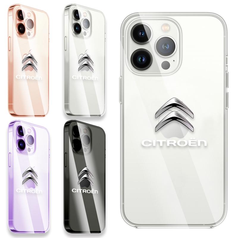 Fashion Car Logo Transparent Phone Case For IPhone 11 12 13 14 Pro Max XR X XS SE 7 8 Plus For Citroen C1 C3 C4 C5 C6 DS 3 DS 4 DS 5