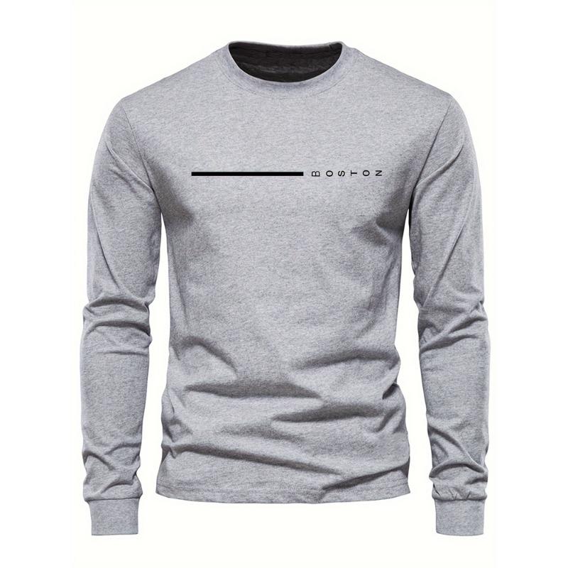 Men's Spring And Fall Fashion Casual Long-sleeved T-shirt Loose PARIS Letters Printed Pullover Round Neck Long Sleeve Sweatshirt