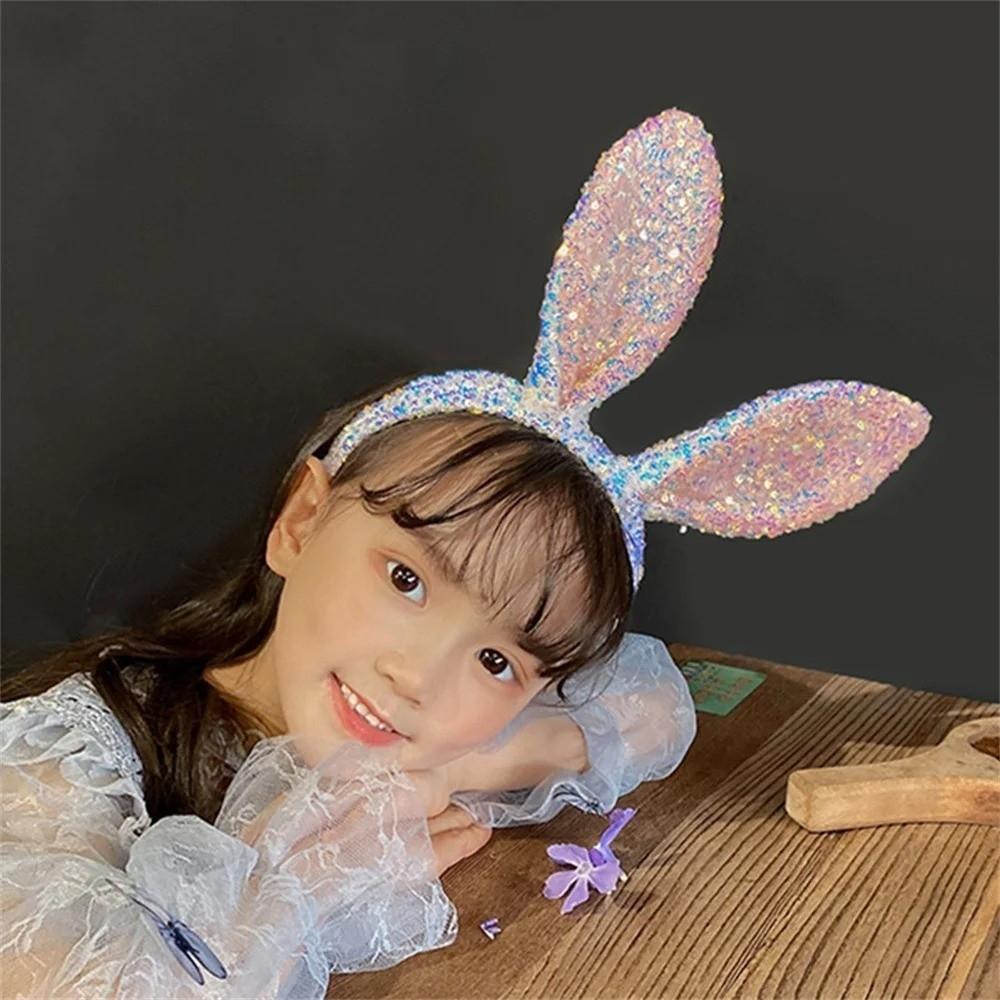 Cartoon Bunny Ears Headband Glitter Rabbit Ear Hairband Cute Easter Bunny Headband  Party
