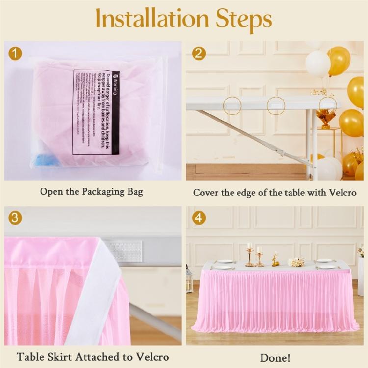 Delicate Pearls Tulle Table Skirt For Weddings Easy Assembly Table Drape Decorative Table Cloth for Formal Occasion Setup