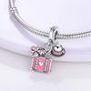Charmscopper Plated Pink Suitcase, Straw Hat, Flower Pendants Fit Charms Original Bracelet Beads Women Jewellery Making