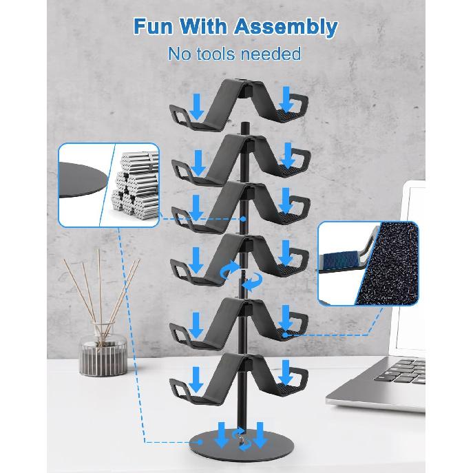Gamer Gift,6-Tier Controller Headphone Stand Desktop,Ideal Gift for Game Lover - Universal Organizer for Controllers and Gaming Headsets,Unique