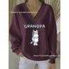 2025 3D Print V-neck Knit Pullover: Versatile Loose Fit Sweater for Autumn/Winter