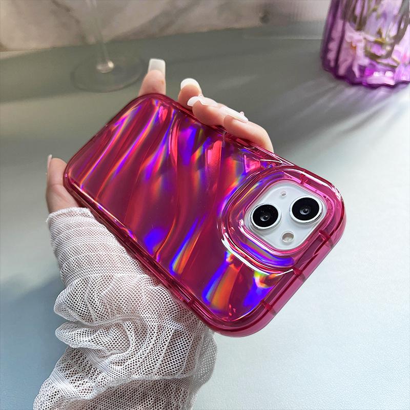 Suitable for Apple 16promax Water Ripple Phone Case 13/14, Iridescent Laser Case 12Pro Anti-drop 15 Protective Case