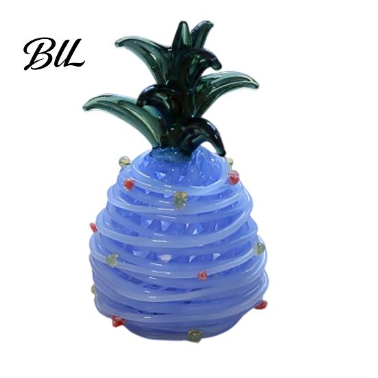 Detailed Miniature Model Hand Blown Glass Pineapple Figurine Collectible Mini Fruit Ornaments Statue Faux Crystal Sculpture for Crafts Home A