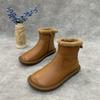 Handmade Retro Round Head Cotton Shoes Women's Winter 2024 Piled Thickened Snow Boots Zipper Short Boots Warm Small Leather Boots