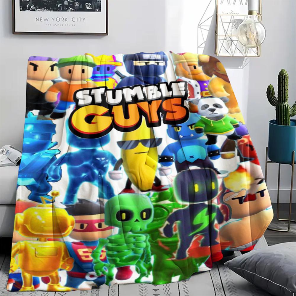1PC Stumble Guys Print Flannel Blanket, High quality Comfortable for All Seasons, Home Decor, Warmth and Comfort, Perfect for Christmas Gifts184