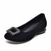 Round Head Women's Buckle Rhinestone Shallow Mouth Low Heel Single Shoes Black One-pedal Women's Shoes Flat Shoes