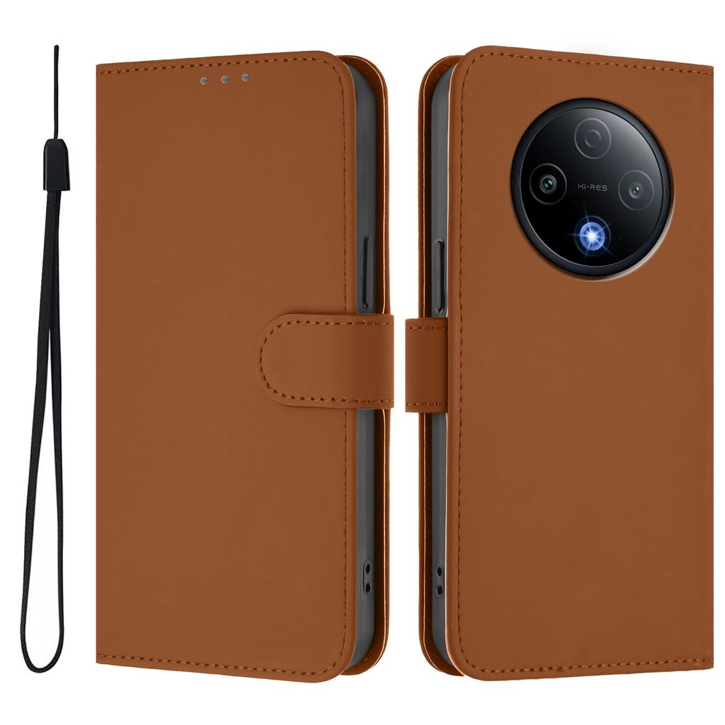For Xiaomi Redmi 15 4G (EU) (171mm) Case Solid Color Wallet Leather Phone Cover with Strap