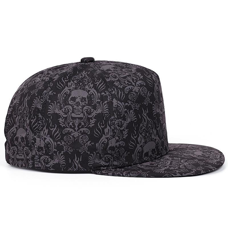 2025 New Fashion Full Skull Print Baseball Hat Street Personalized Hip Hop Hat Outdoor Daily Decoration Hat Unisex Flat Edge Hat