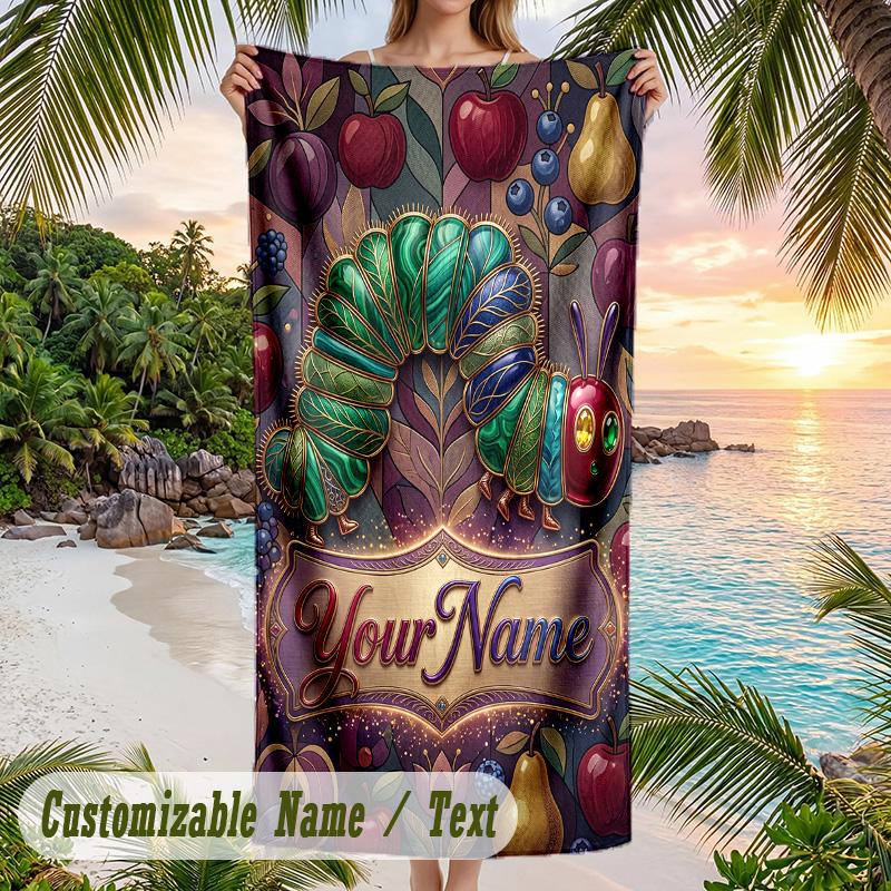 Forest Nature Theme Beach Towel Personalized Custom Name & Text Soft Quick Dry Beach Towel for Swimming Travel