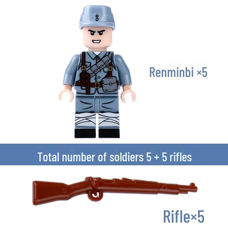 Compatible Lego WWII Military Minifigures: US Army Soldiers with Weapons - Educational Assembly Toys for Boys