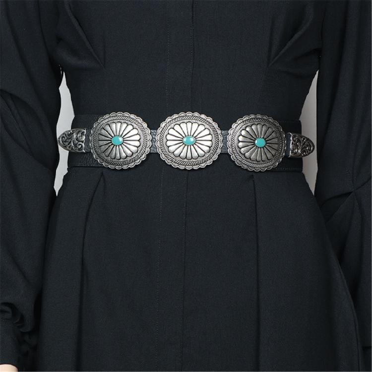 Delicate Woman Dress Waist Corset Carved Turquoise Buckle Waist Belt for Girls
