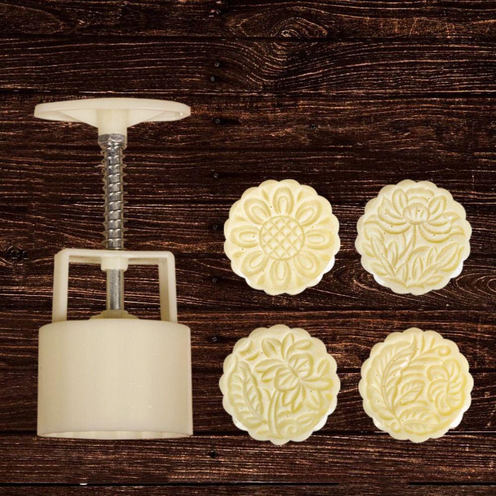 Creative Moon Cake Mold Flower Shaped Cookie Stamp Mold Mid-Autumn Festival Supplise  Dessert