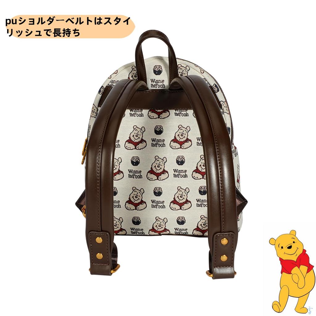 MESUCA Disney Backpack, Winnie the Pooh, Stylish Casual Backpack, Popular Mother's Backpack, Waterproof, Lightweight, Large Capacity, Canvas Backpack