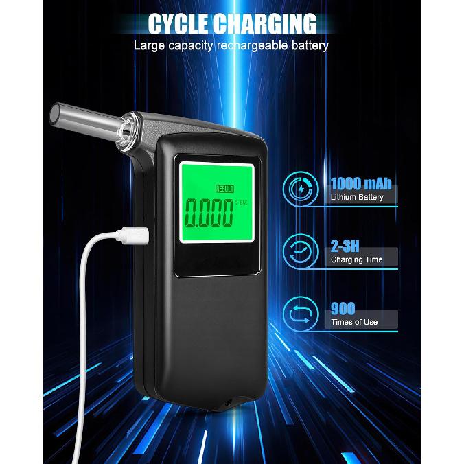 Breathalyzer, Professional-Grade High Accuracy Portable USB Rechargeable Alcohol Tester Breathalyzer with LCD Digital Display for Home Use(10