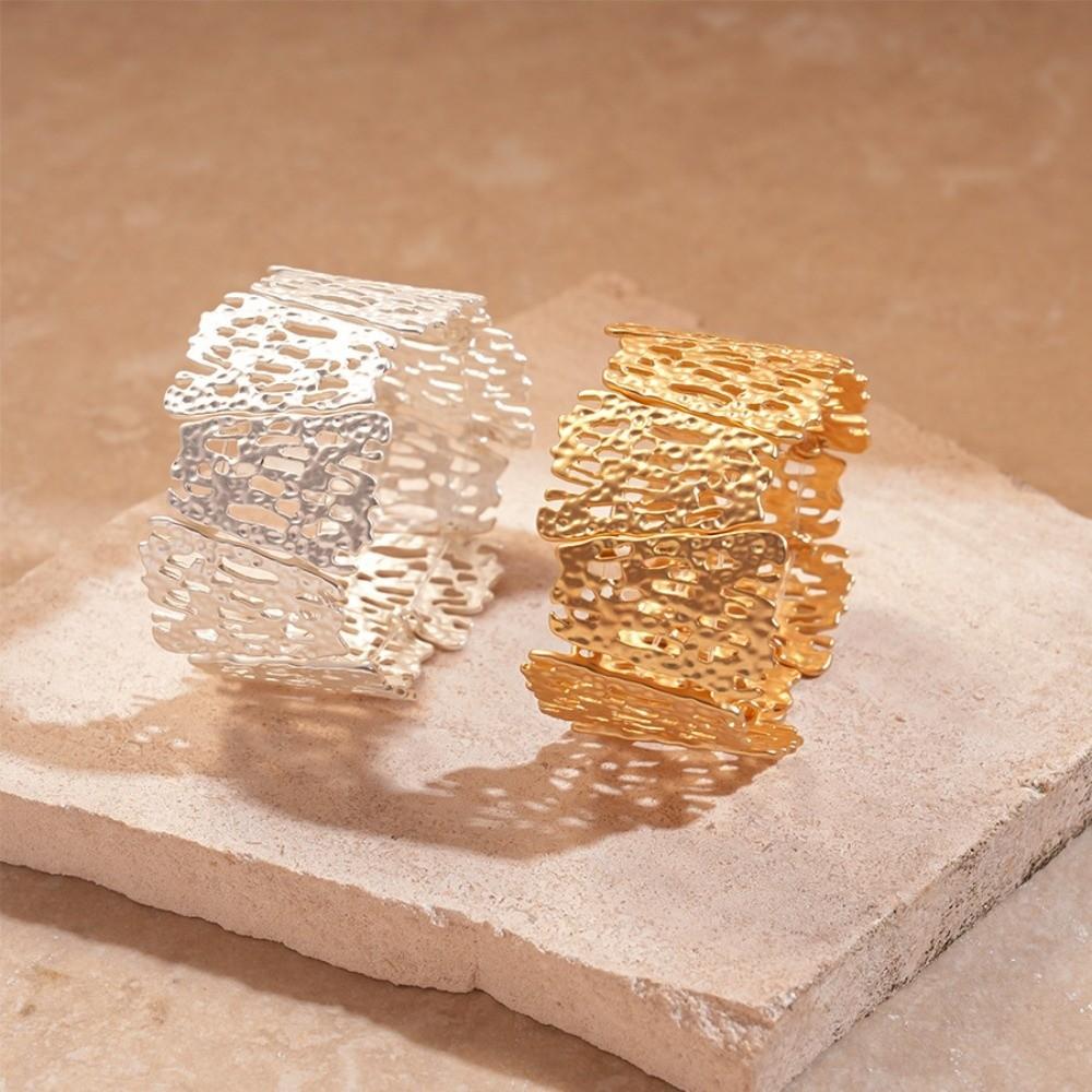 Hollow Metal Cuff Bangles Flower Chunky Bracelet Unique Exaggerated Bracelet  Decoration