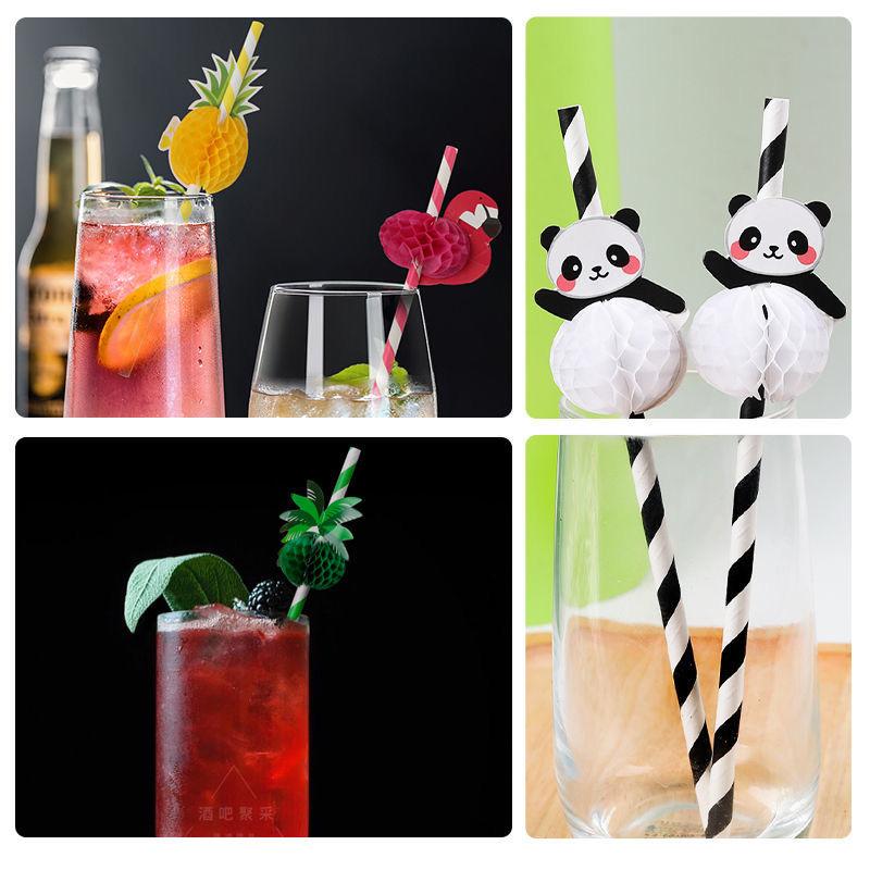 50pcs Creative Paper Straws Disposable Biodegradable Paper Environmental Straws Party Juice Cocktail Decoration Straws