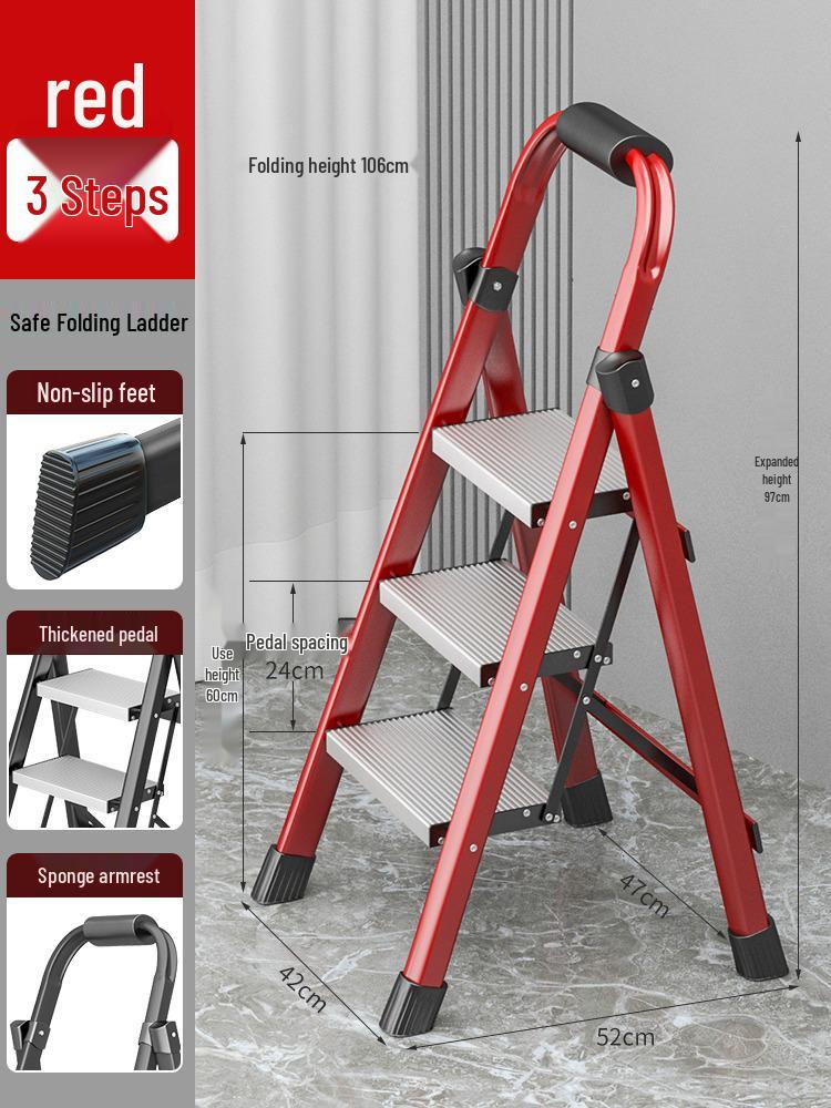 German Aluminum Alloy Telescopic Folding Ladder - Safe and Convenient A-Frame for Household Use