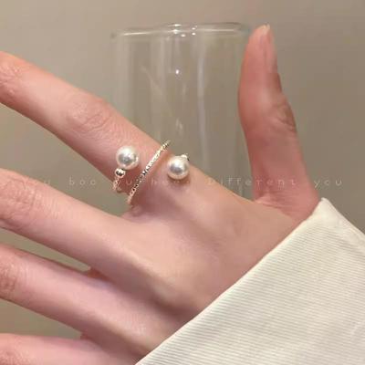 Eleganter verstellbarer offener Perlenring: Einzigartiges High-End-Zeigefinger-Design für Frauen